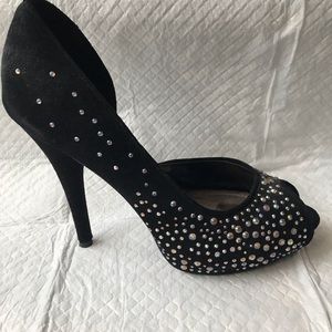 Steve Madden iridescent rhinestones black heels